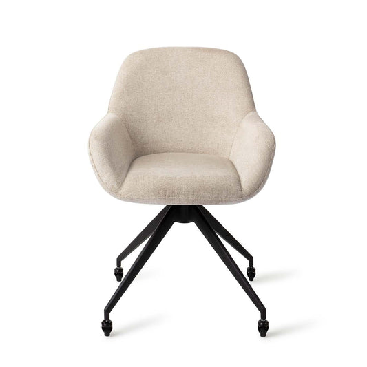 Kushi Dining Chair Ivory Ivy Glide Black