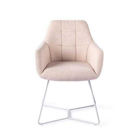 Noto Dining Chair Petal Pink Beehive White