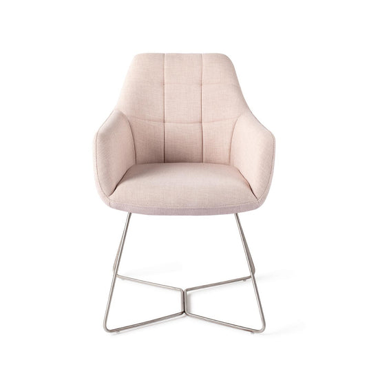 Noto Dining Chair Petal Pink Beehive Steel