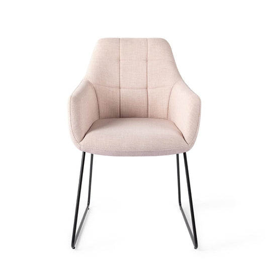 Noto Dining Chair Petal Pink Slide Black