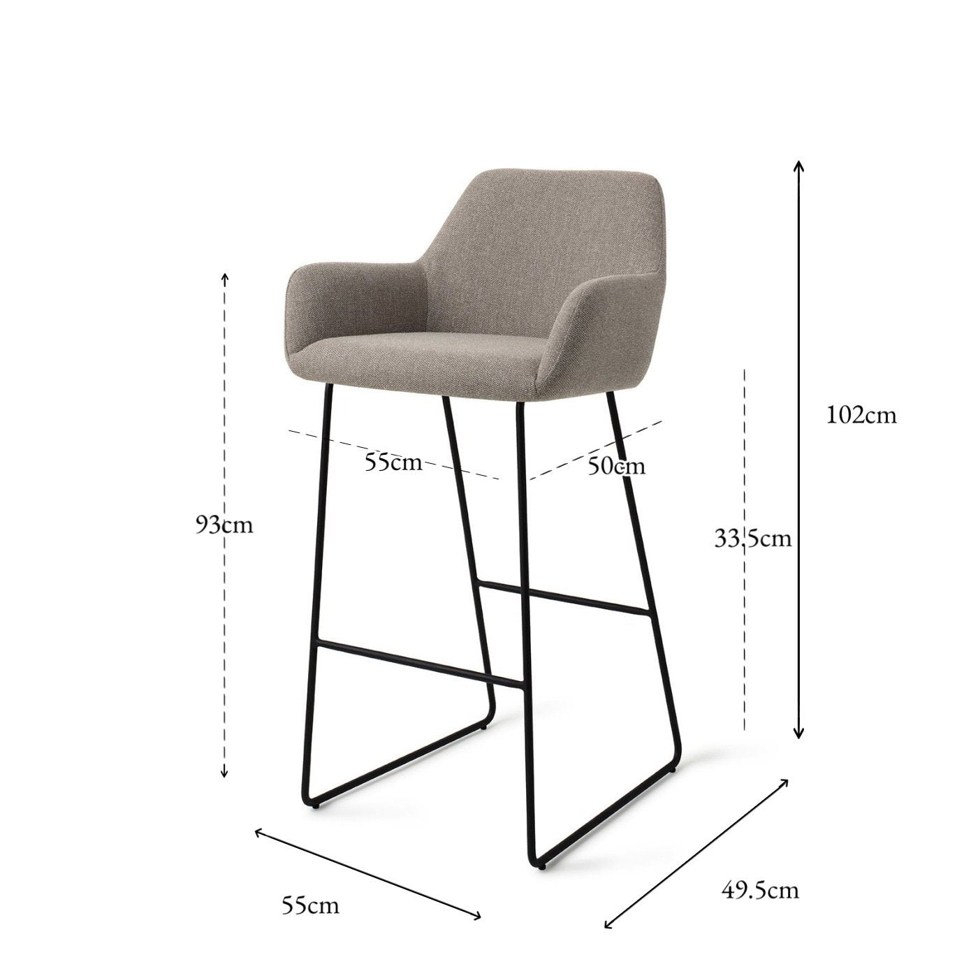 Hiroo Bar Chair Foggy Fusion Slide Bar (75 cm)