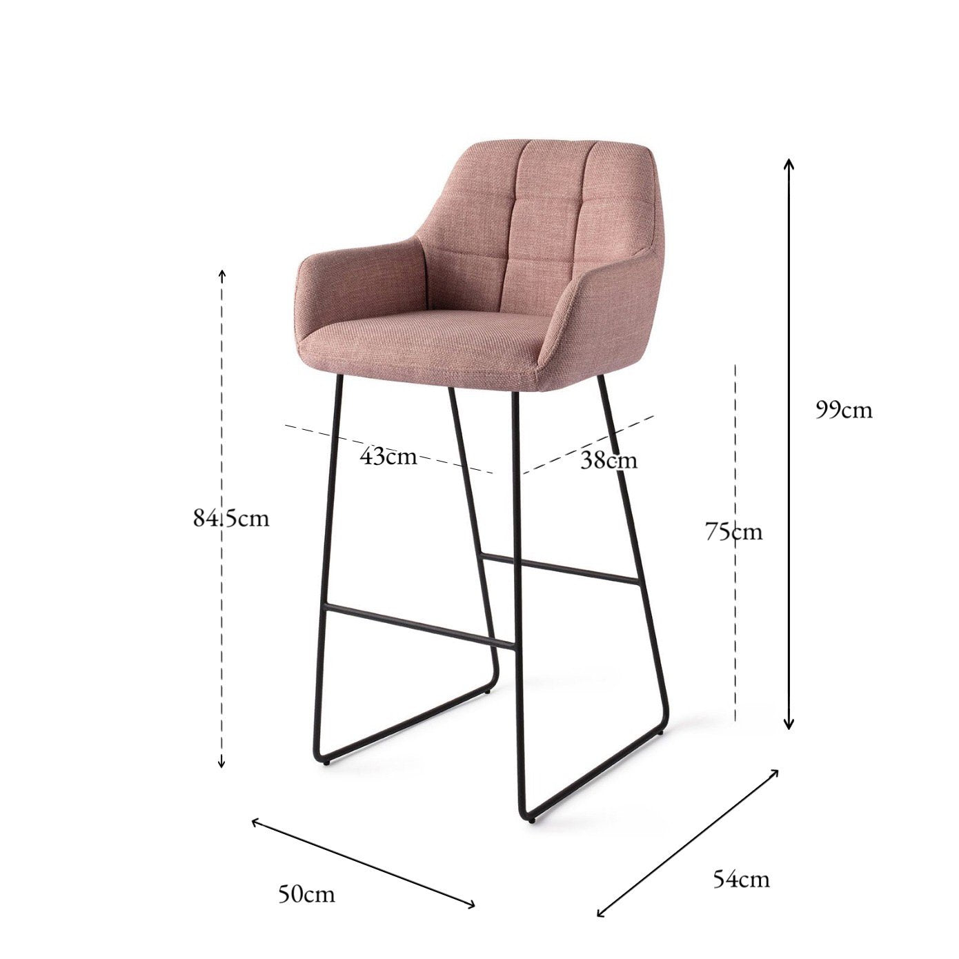 Noto Bar Chair Vintage Rose Slide Bar (75 cm)