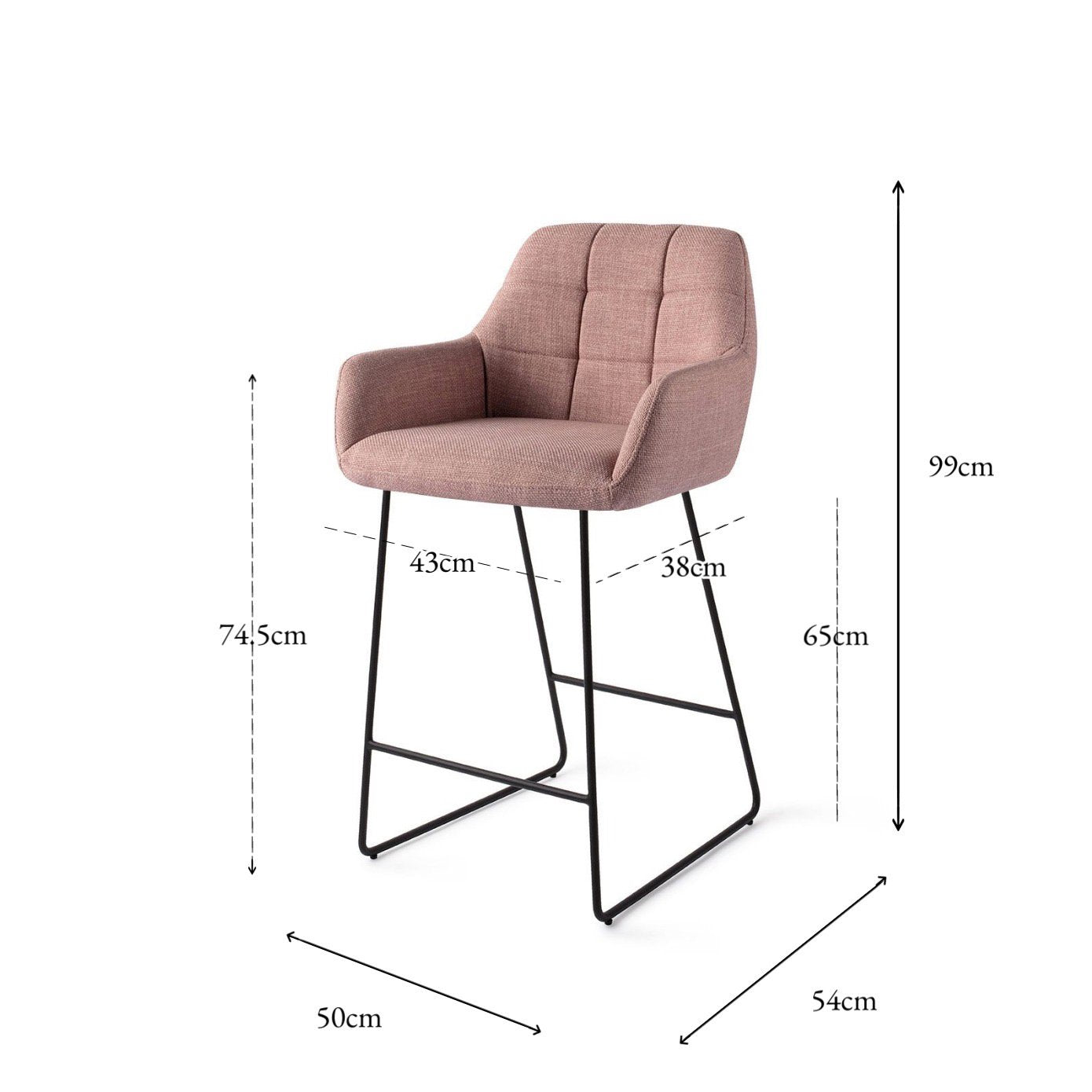 Noto Bar Chair Vintage Rose Slide Counter (65 cm)