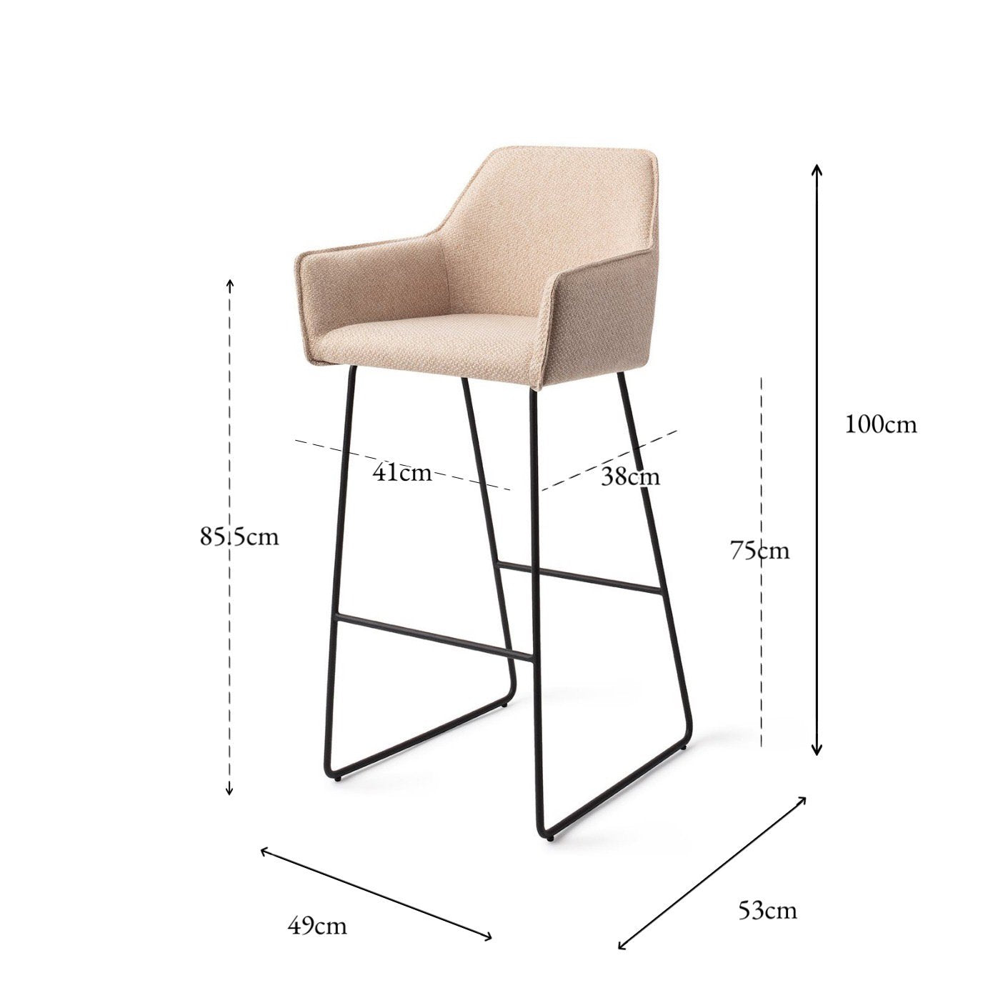 Hofu Bar Chair Wild Walnut Slide Bar (75 cm)