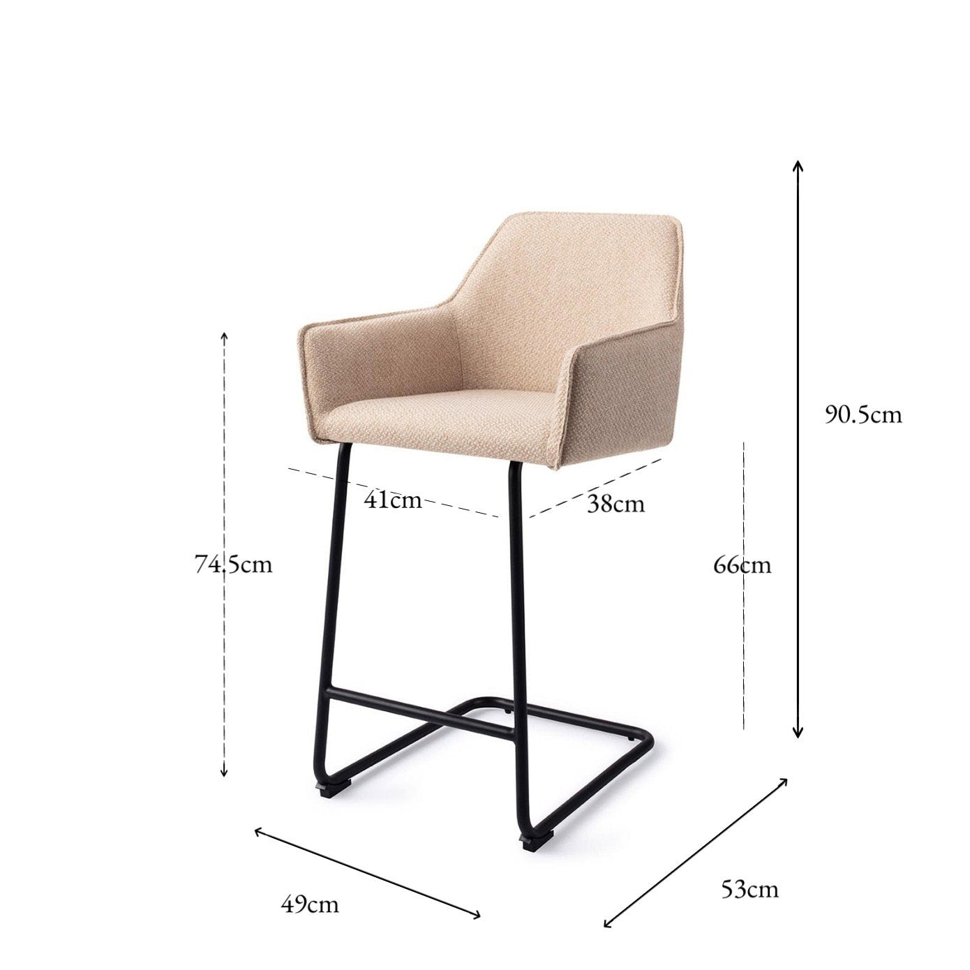 Hofu Bar Chair Wild Walnut Arch Counter (65 cm)