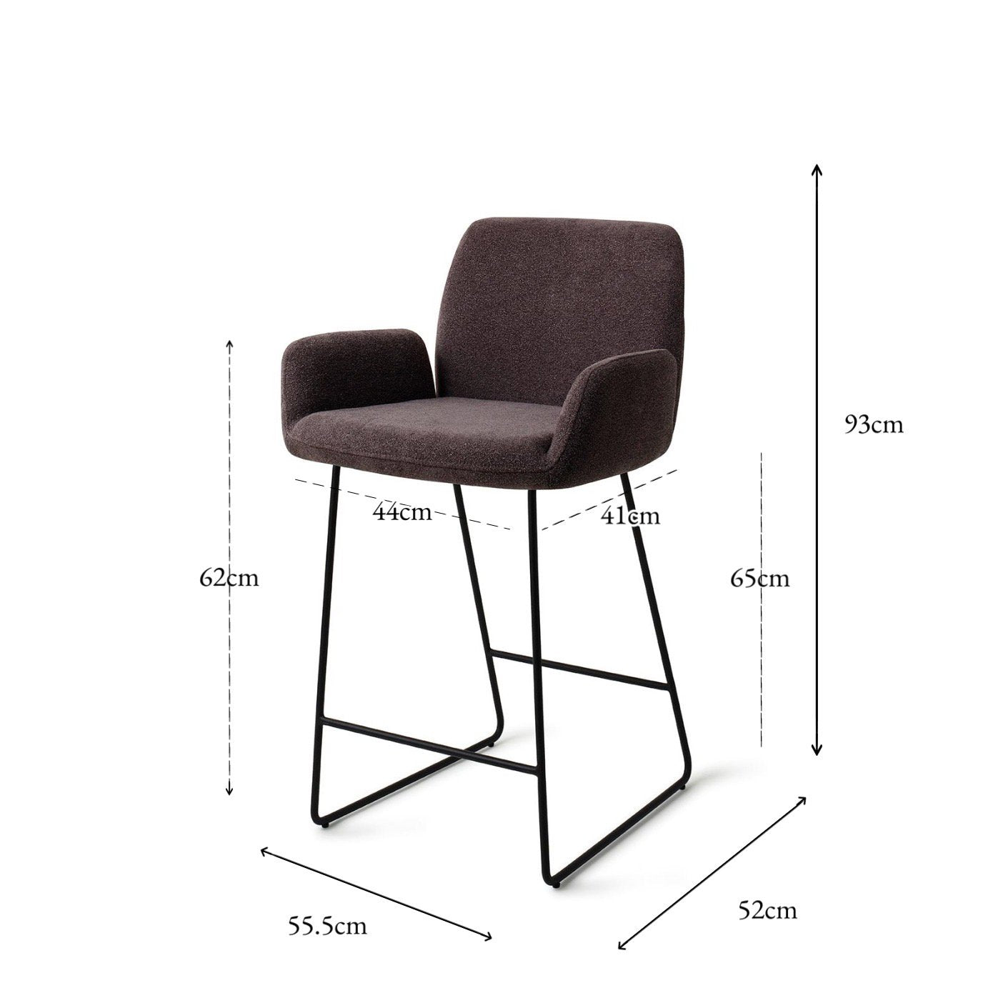 Misaki Bar Chair Almost Black Slide Counter (65 cm)