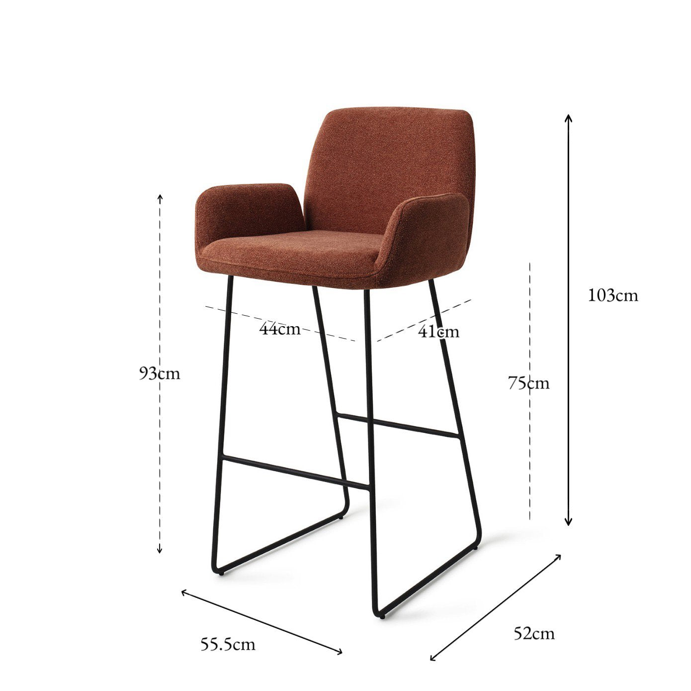 Misaki Bar Chair Cosy Copper Slide Bar (75 cm)
