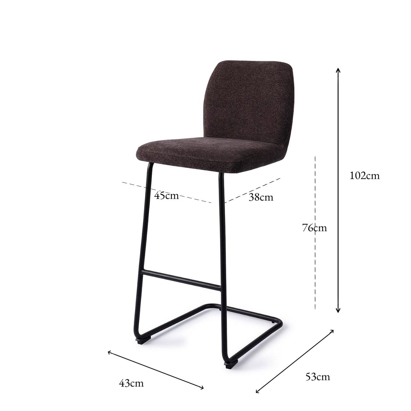 Ikata Bar Chair Almost Black Arch Bar (75 cm)
