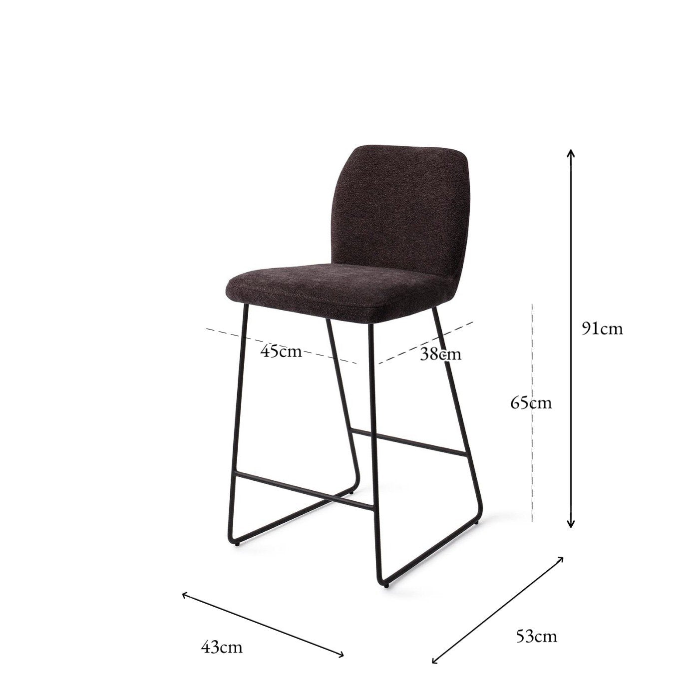 Ikata Bar Chair Almost Black Slide Counter (65 cm)