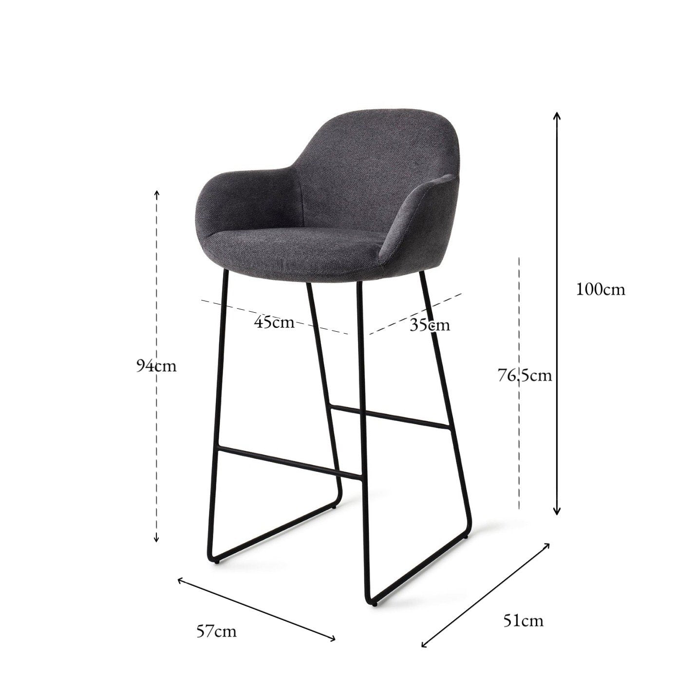 Kushi Bar Chair Black-Out Slide Bar (75 cm)