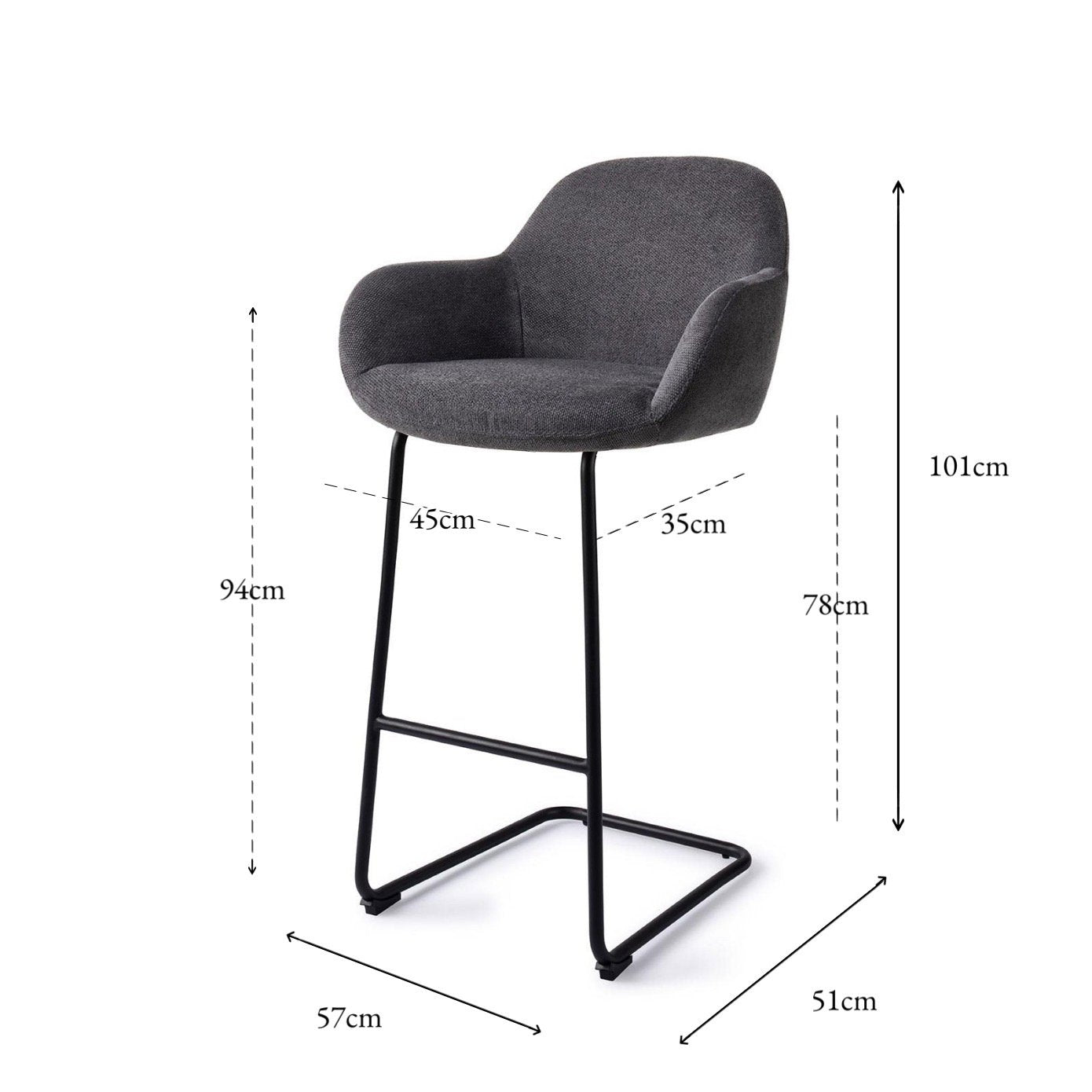 Kushi Bar Chair Black-Out Arch Bar (75 cm)