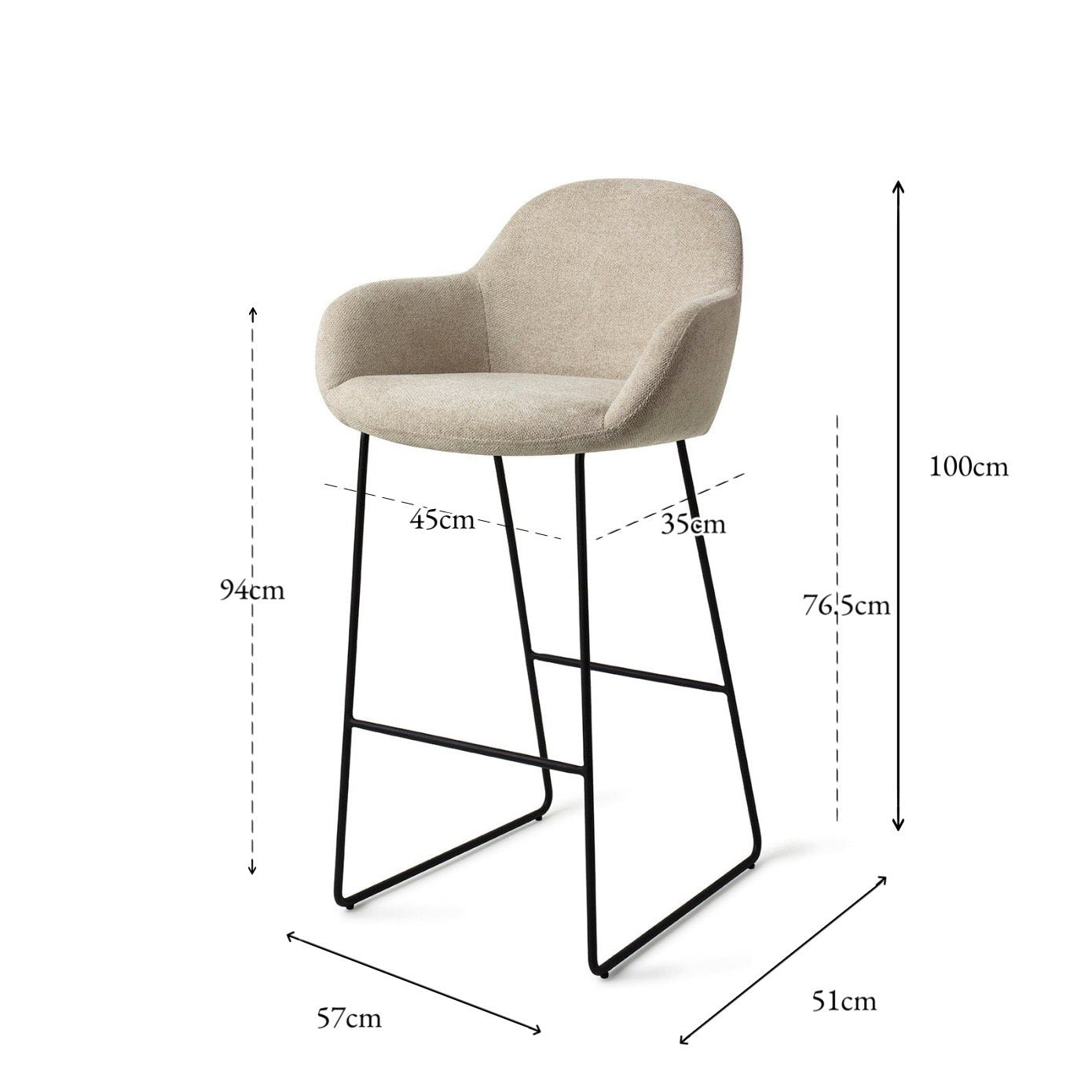 Kushi Bar Chair Ivory Ivy Slide Bar (75 cm)