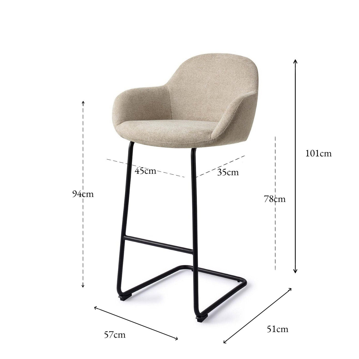 Kushi Bar Chair Ivory Ivy Arch Bar (75 cm)