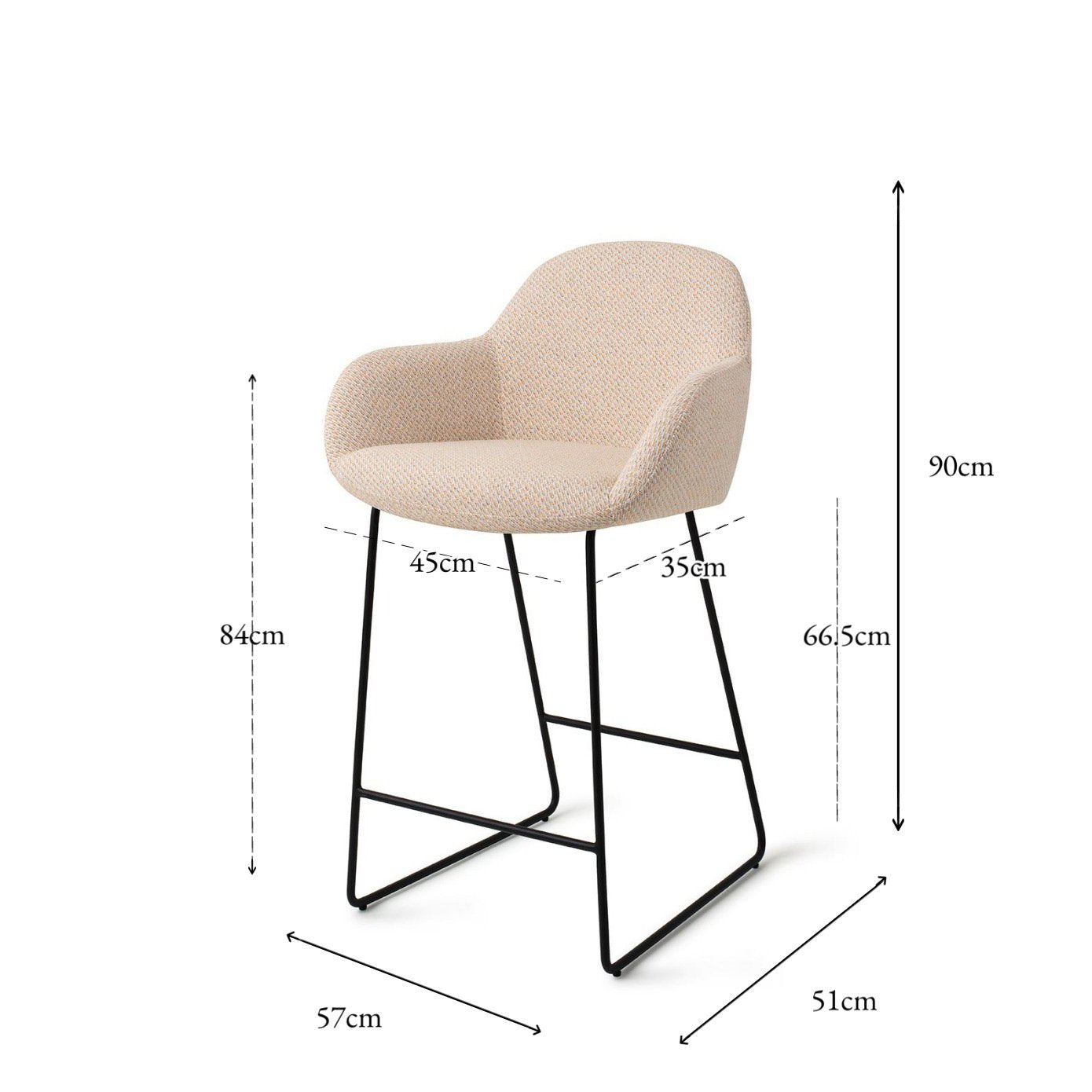 Kushi Bar Chair Trouty Tinge Slide Counter (65 cm)
