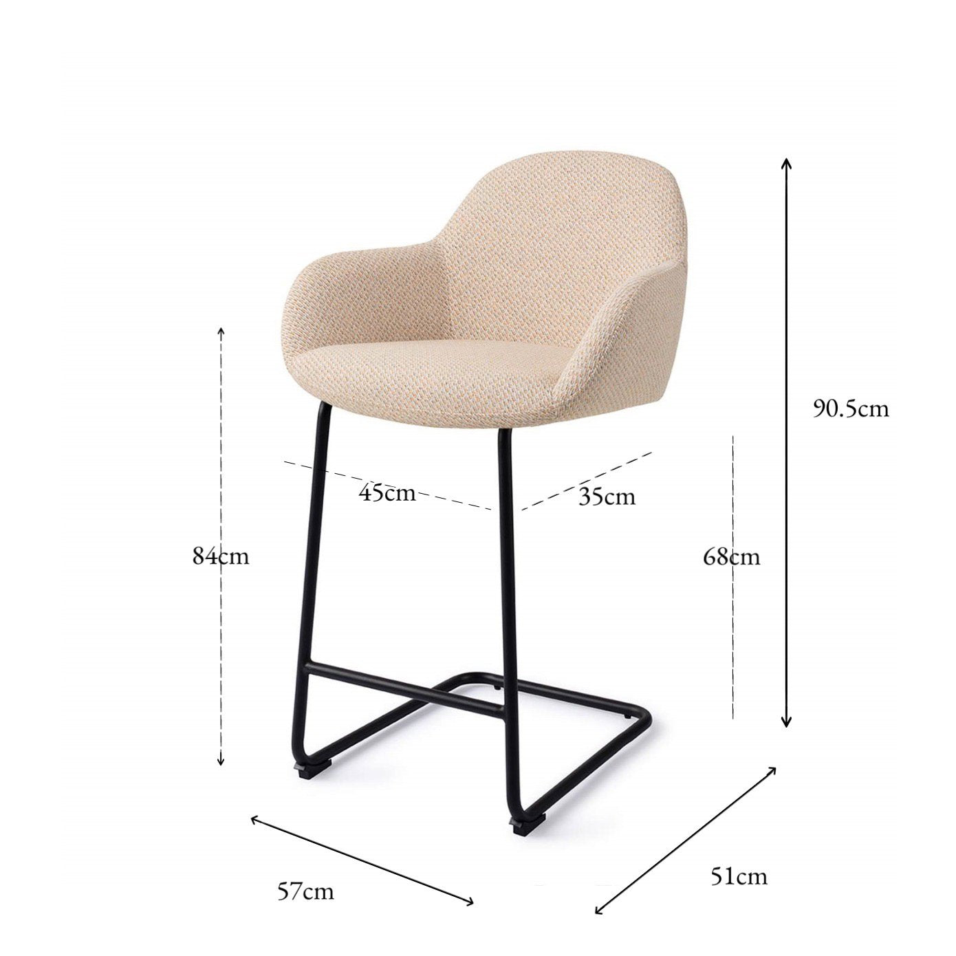Kushi Bar Chair Trouty Tinge Arch Counter (65 cm)