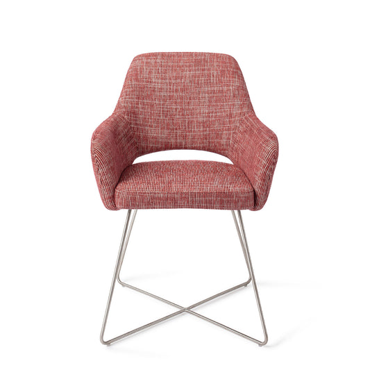 Yanai Dining Chair Berry Bars Cross Steel