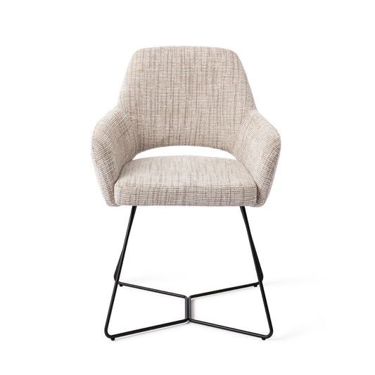 Yanai Dining Chair Caramel Grid Beehive Black