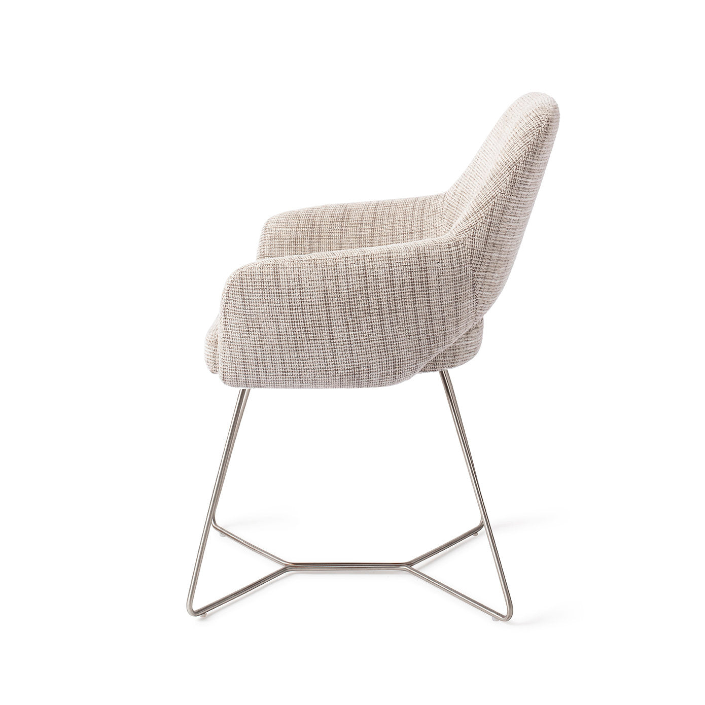 Yanai Dining Chair Caramel Grid Beehive Steel