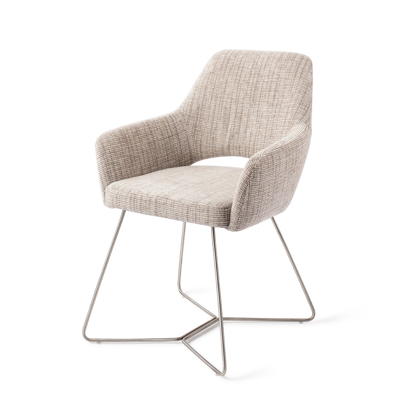 Yanai Dining Chair Caramel Grid Beehive Steel