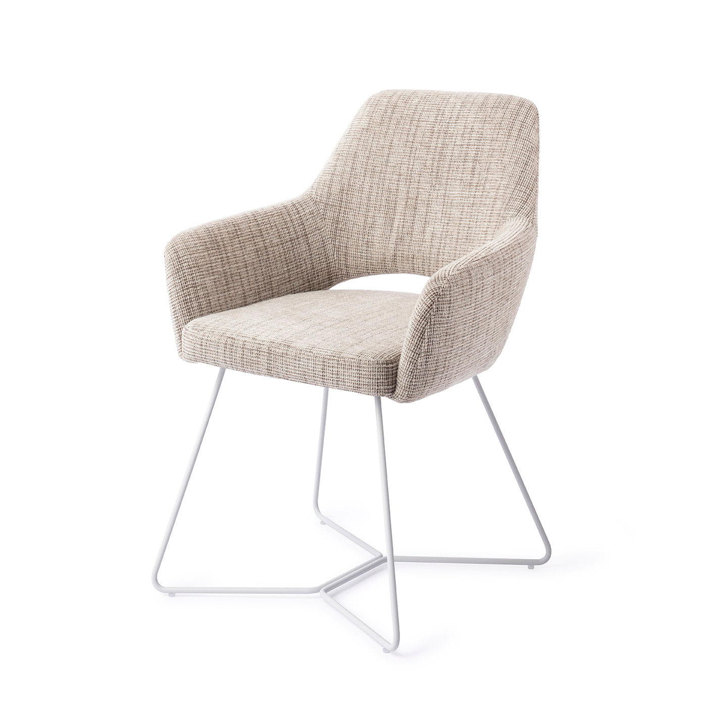 Yanai Dining Chair Caramel Grid Beehive White