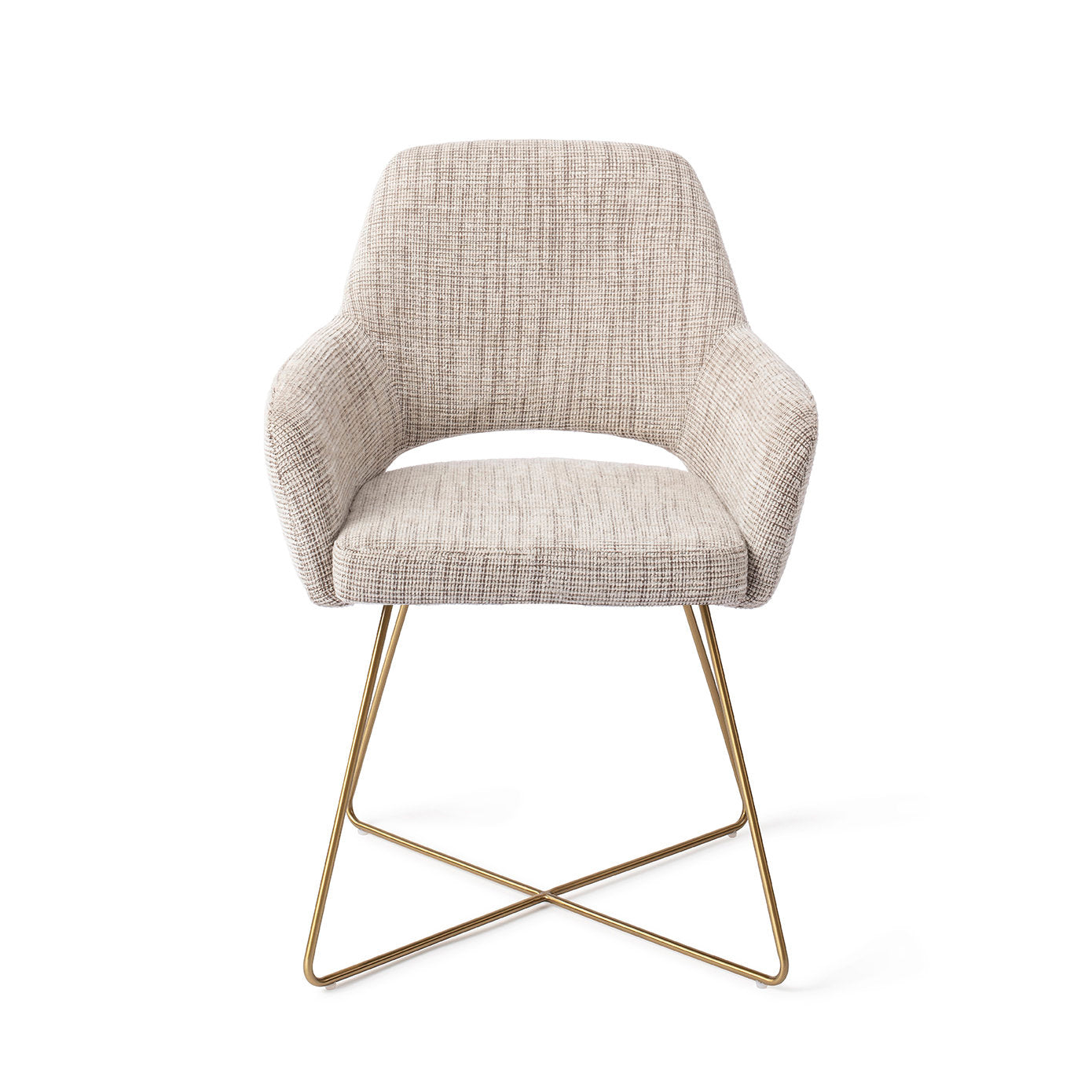 Yanai Dining Chair Caramel Grid Cross Gold