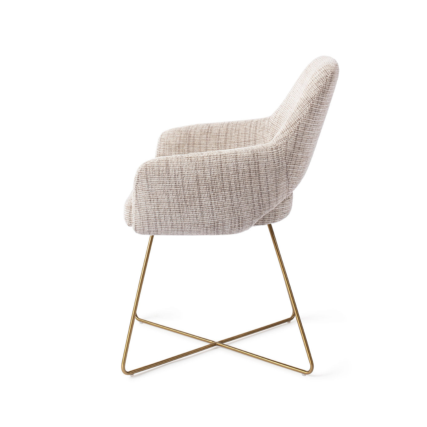 Yanai Dining Chair Caramel Grid Cross Gold