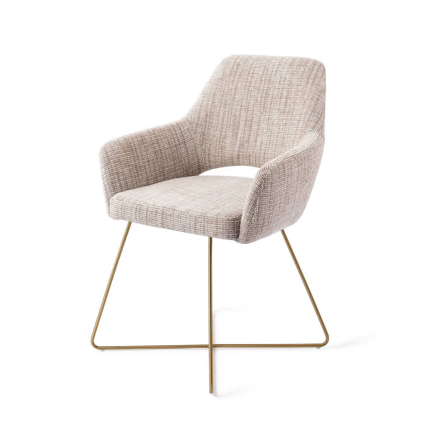 Yanai Dining Chair Caramel Grid Cross Gold