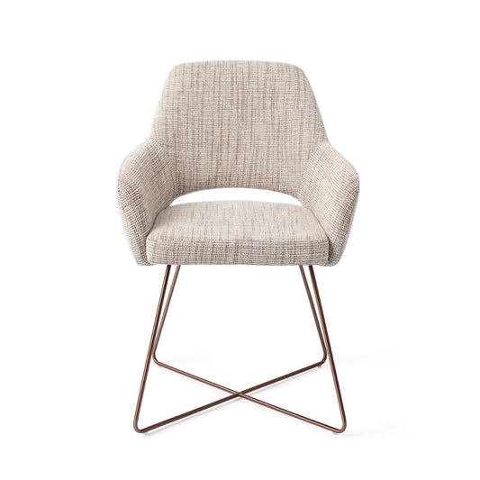 Yanai Dining Chair Caramel Grid Cross Rose