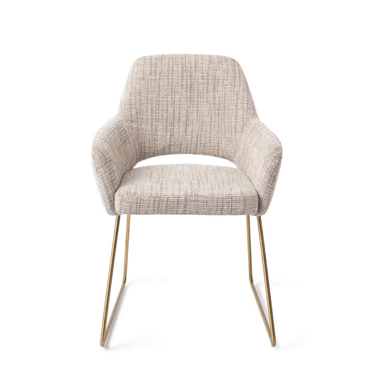 Yanai Dining Chair Caramel Grid Slide Gold