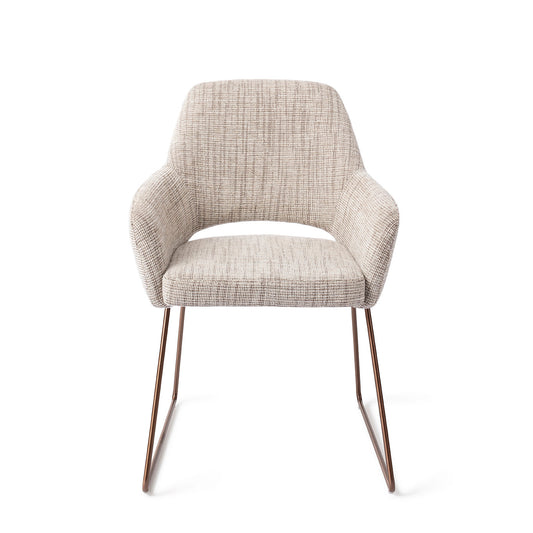 Yanai Dining Chair Caramel Grid Slide Rose