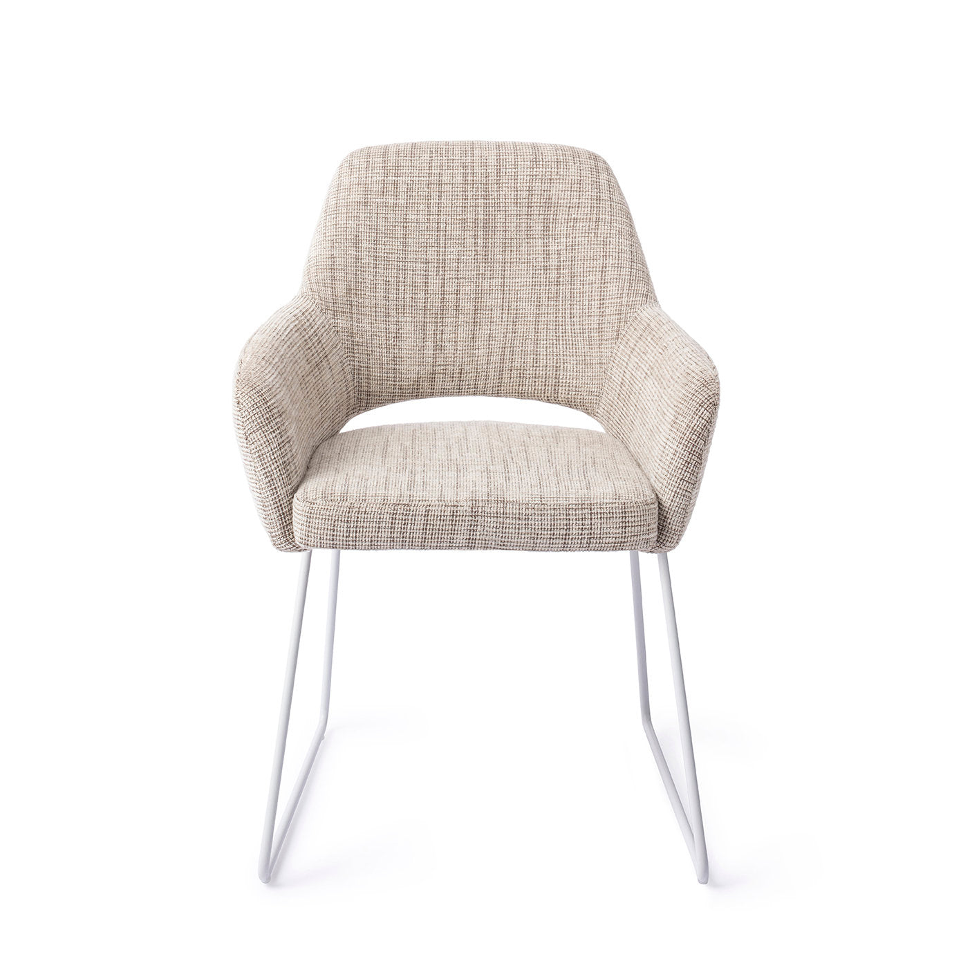 Yanai Dining Chair Caramel Grid Slide White