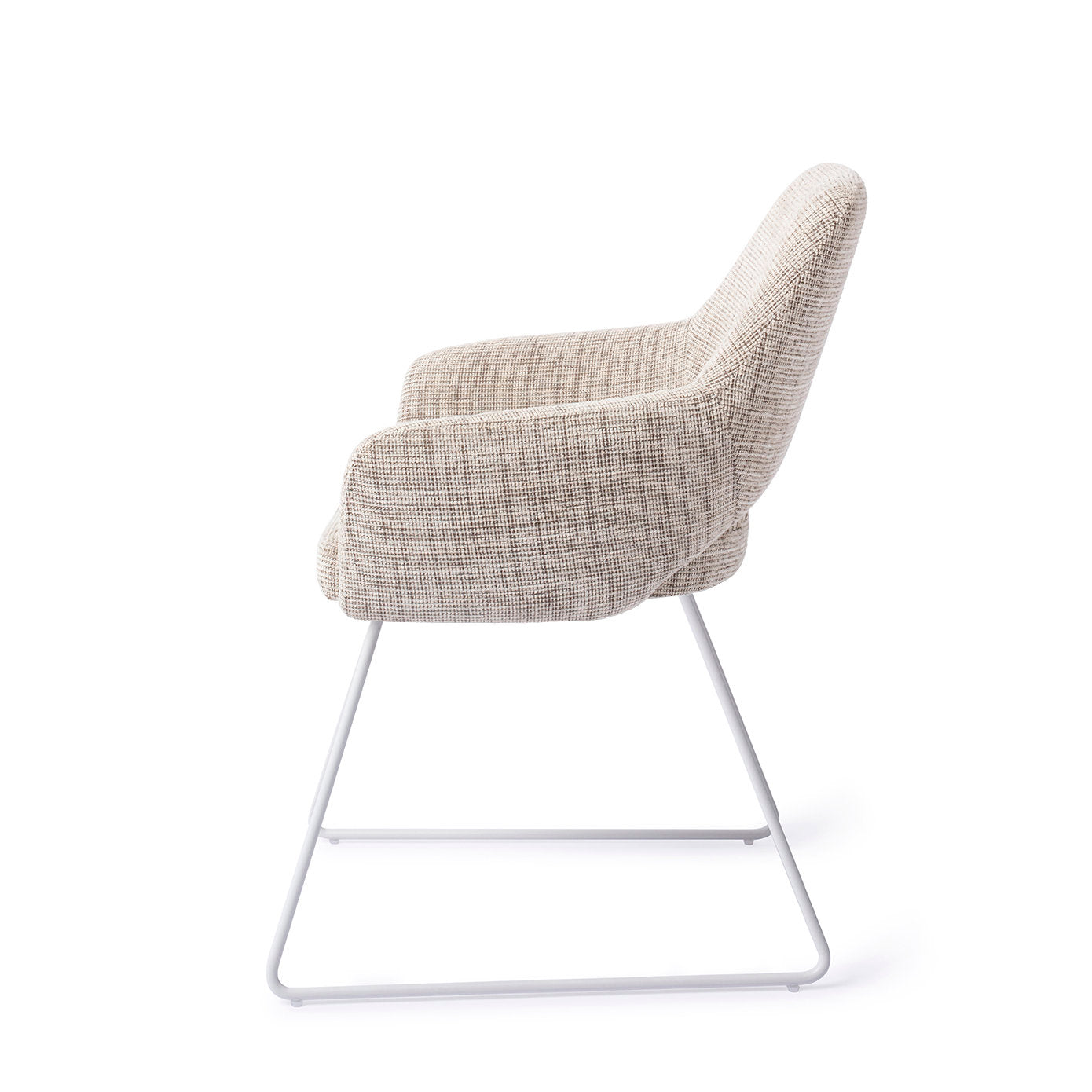 Yanai Dining Chair Caramel Grid Slide White