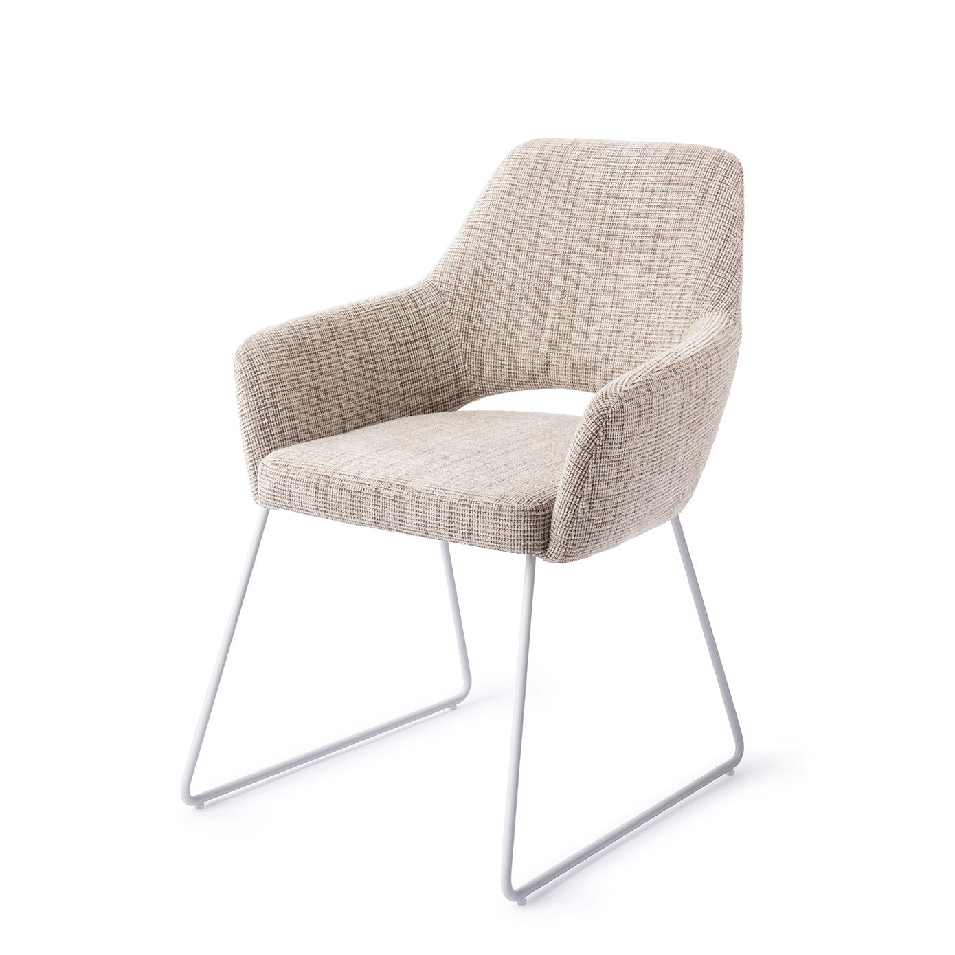 Yanai Dining Chair Caramel Grid Slide White
