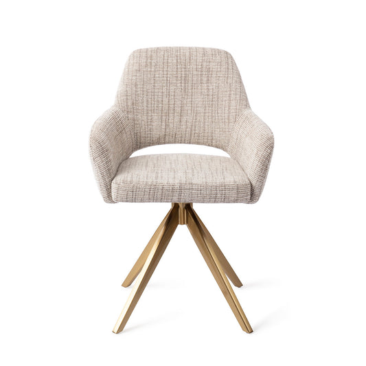 Yanai Dining Chair Caramel Grid Turn Gold