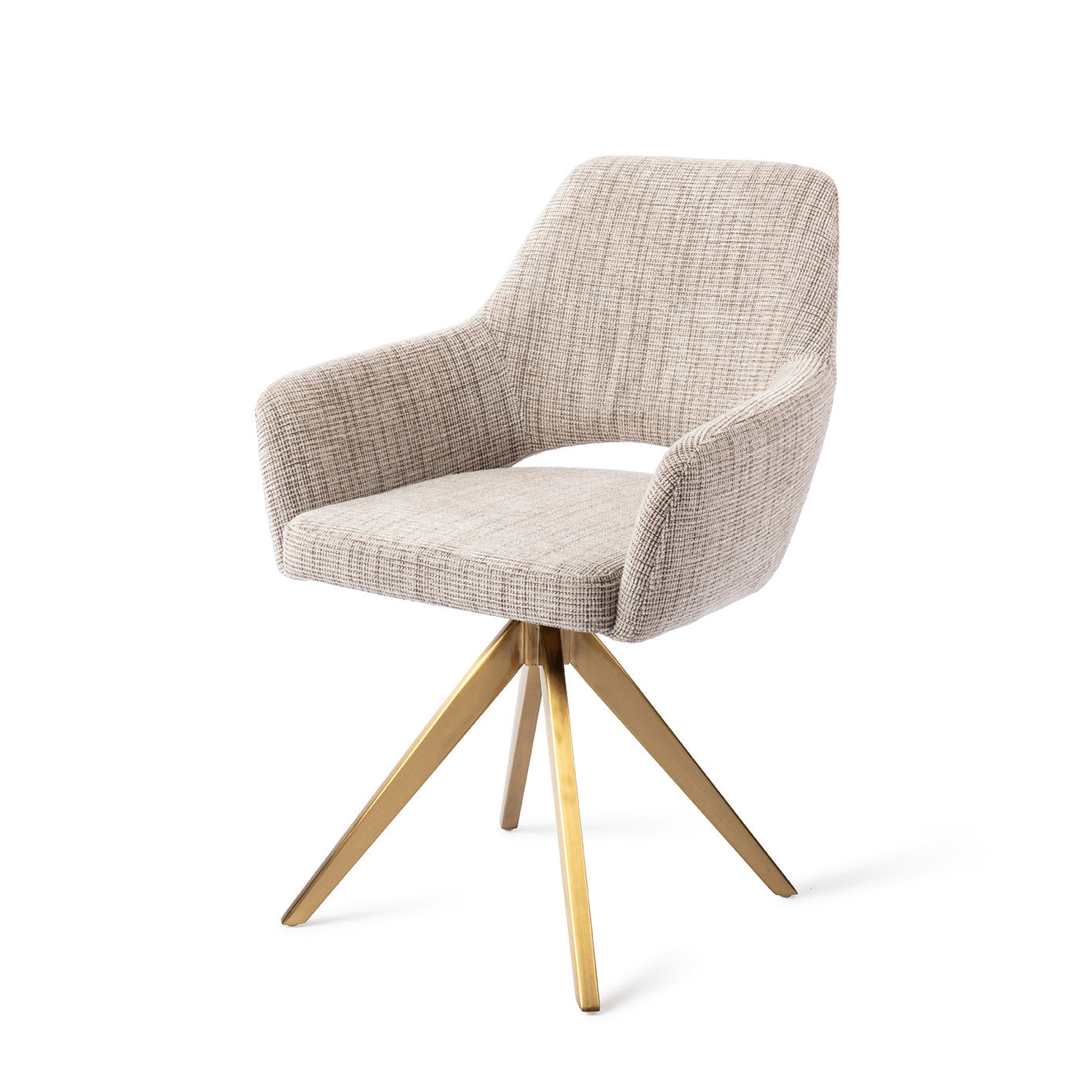 Yanai Dining Chair Caramel Grid Turn Gold