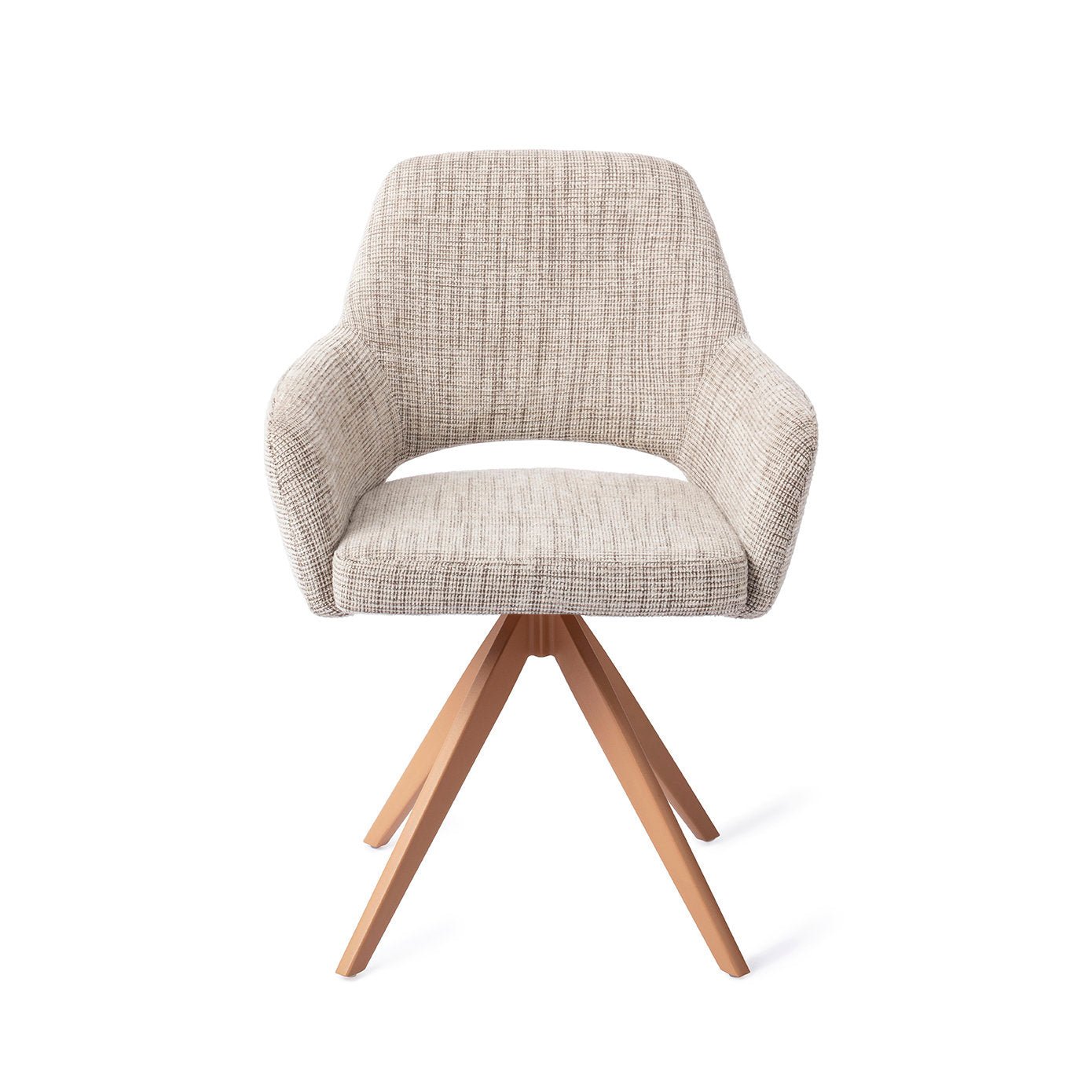 Yanai Dining Chair Caramel Grid Turn Peach