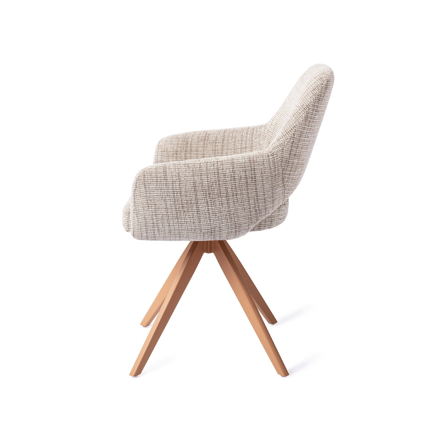 Yanai Dining Chair Caramel Grid Turn Peach