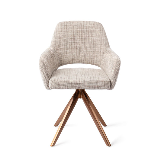 Yanai Dining Chair Caramel Grid Turn Rose