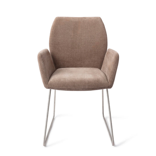 Misaki Dining Chair Mocha Mist Slide Steel