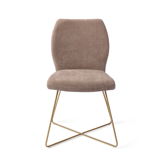 Ikata Dining Chair Mocha Mist Cross Gold