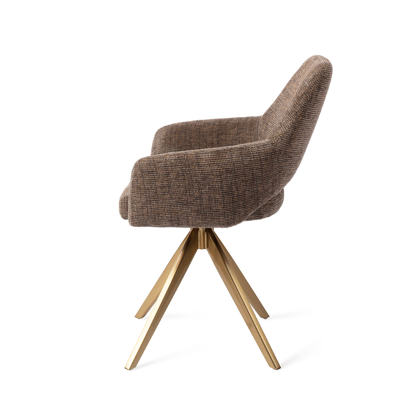 Yanai Dining Chair Checked Chestnut Turn Gold