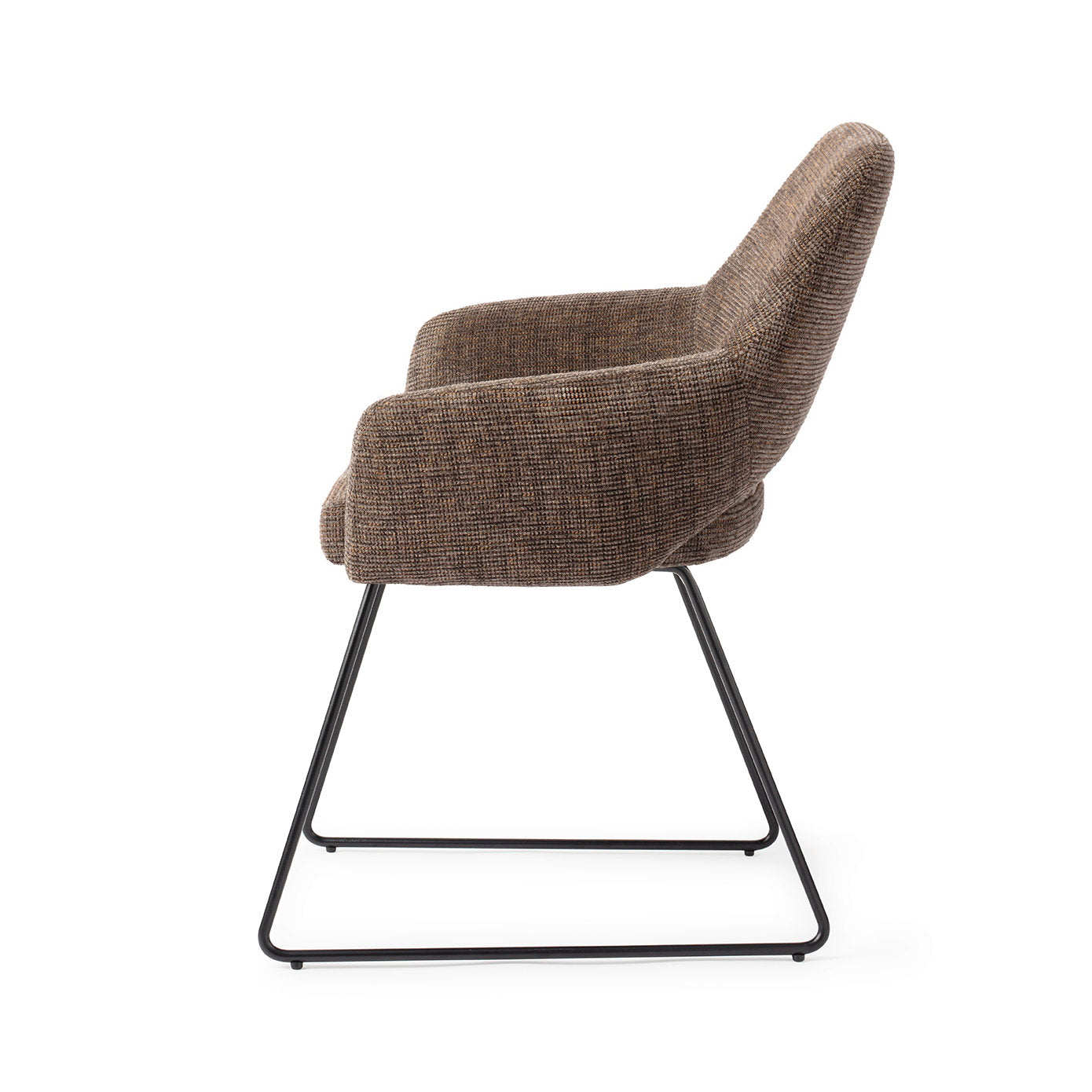 Yanai Dining Chair Checked Chestnut Slide Black