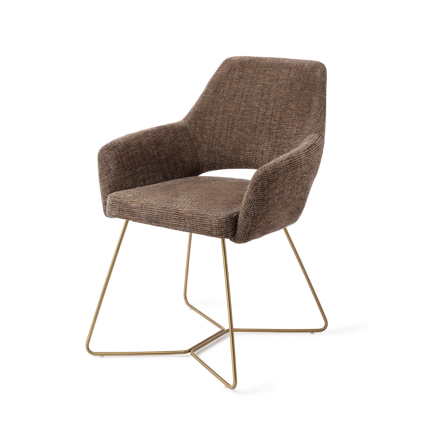 Yanai Dining Chair Checked Chestnut Beehive Gold