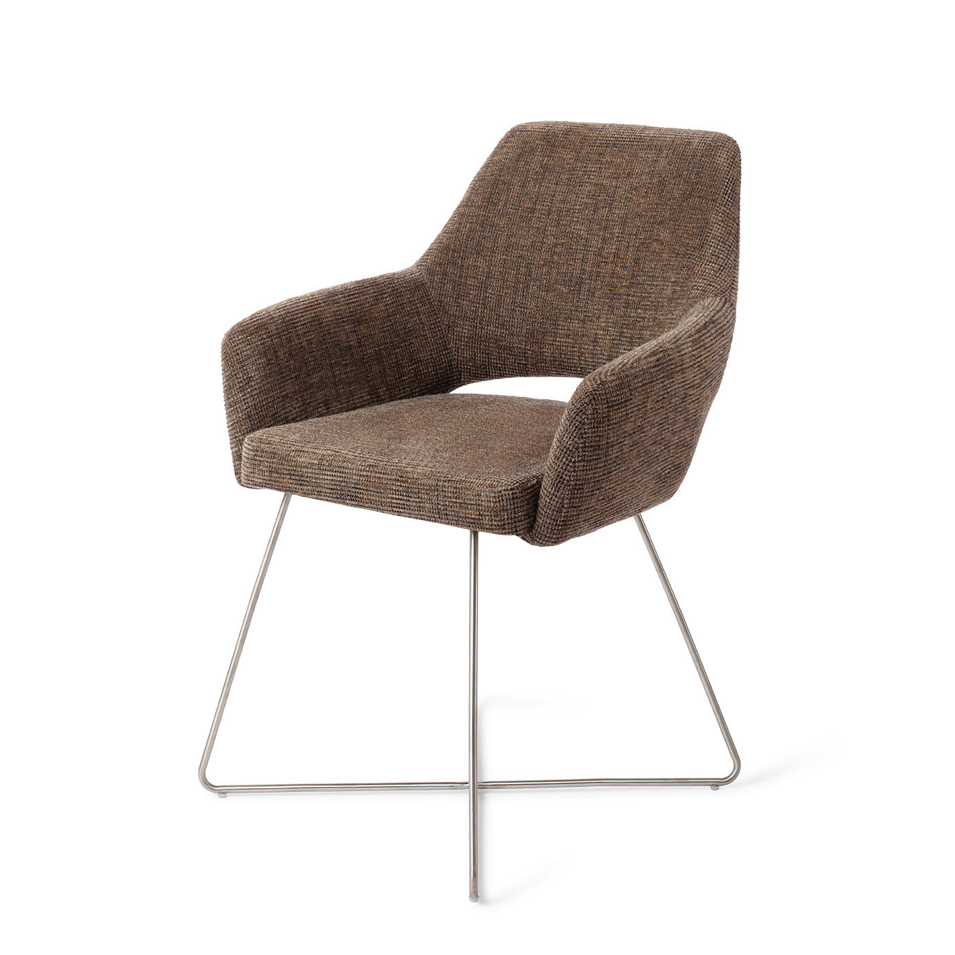 Yanai Dining Chair Checked Chestnut Cross Steel