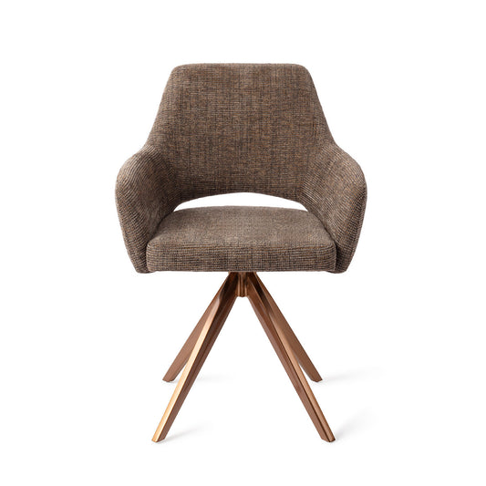Yanai Dining Chair Checked Chestnut Turn Rose