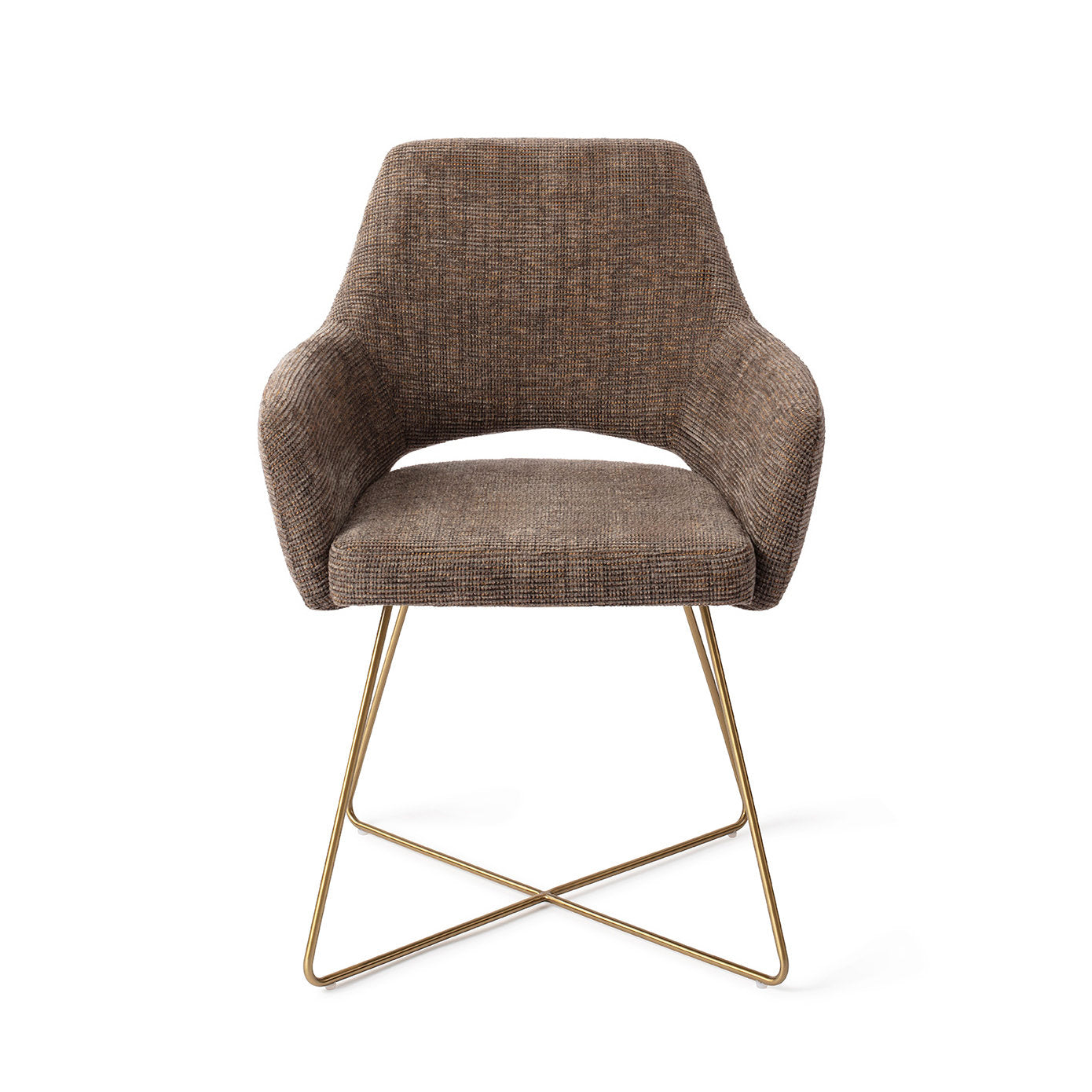 Yanai Dining Chair Checked Chestnut Cross Gold