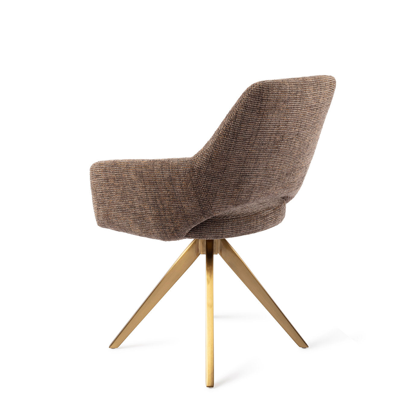 Yanai Dining Chair Checked Chestnut Turn Gold