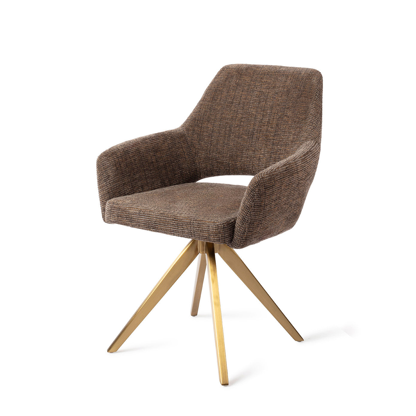 Yanai Dining Chair Checked Chestnut Turn Gold