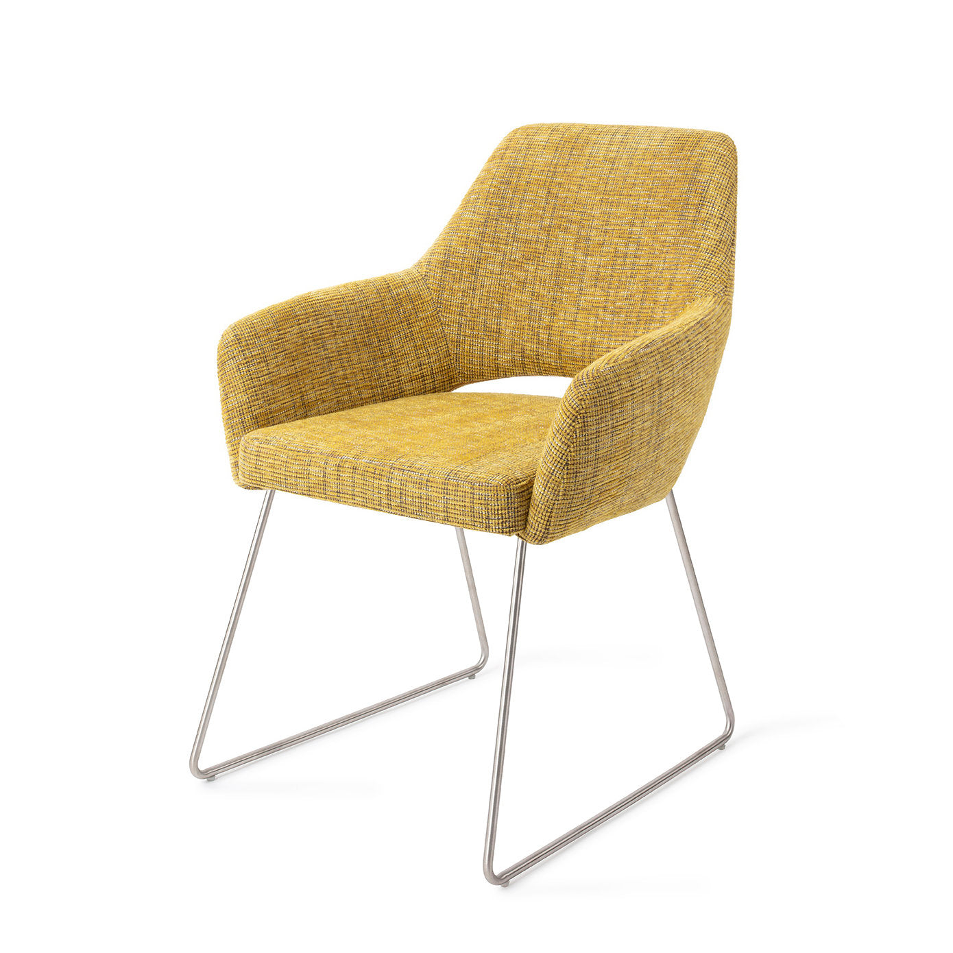 Yanai Dining Chair Lemon Lines Slide Steel