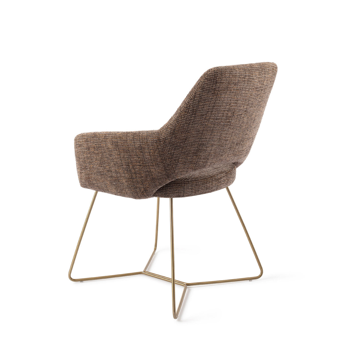Yanai Dining Chair Checked Chestnut Beehive Gold